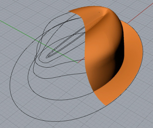 A visualization of my (probably lopsided) prototype hat surface.